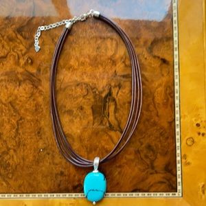 Silpada turquoise and leather necklace